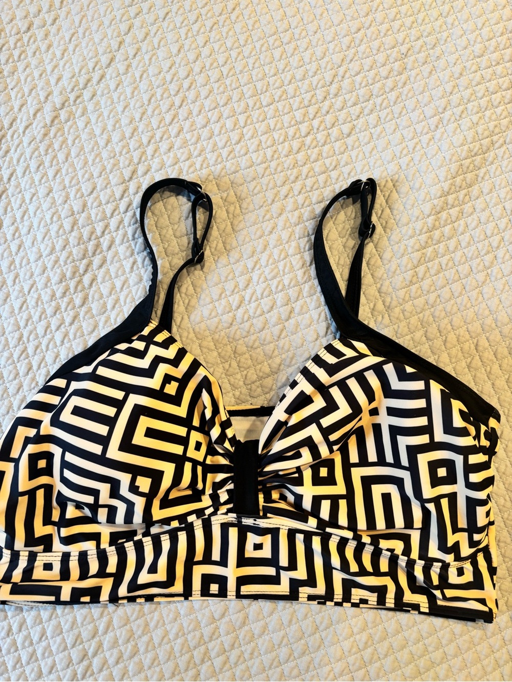 Black & cream Geometric Women's Bralette - Unbranded